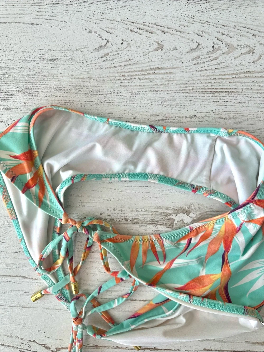 HELEN JON High Neck Halter String Bikini Set L Tropical Botanical